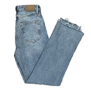 Zara High Rise Straight Leg Jean (US 0)